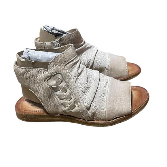 Miz Mooz NEW Size EU 37 US 6.5-7 Leather Ruched Sandals Style Flaire Linen - Picture 6 of 12